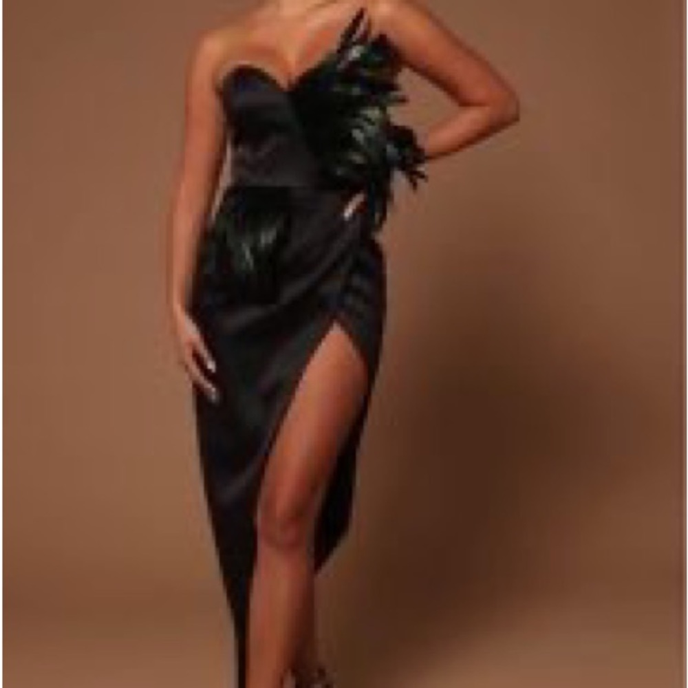 gorgeous black dress with feathers